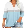 thumbnail image 2 of Ailaofu Women Plus Size Tops V Neck 3/4 Sleeve Casual T Shirts Loose Basic Tunic Tees, 2 of 5