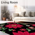 thumbnail image 2 of ODIKA 4'x6' Machine Washable Non-Slip Area Rug, Poinsettia Bloom Latch Hook Kit Seasonal Flower Project High Traffic Rug with Pad, Red, 744459, 2 of 8