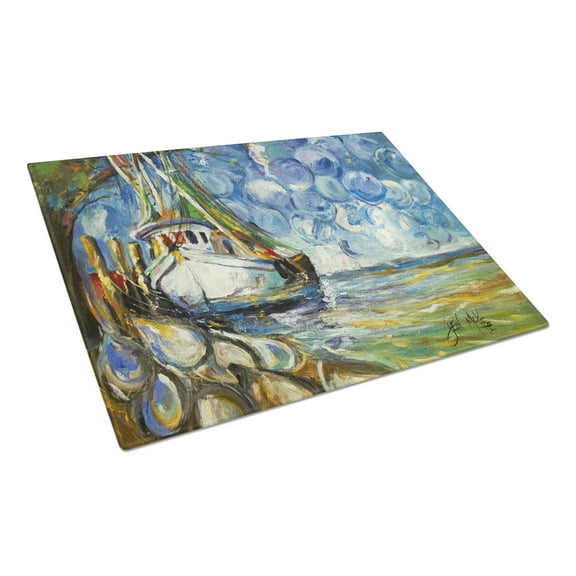 Caroline's Treasures Shrimp Boat 101 Glass Cutting Board Large