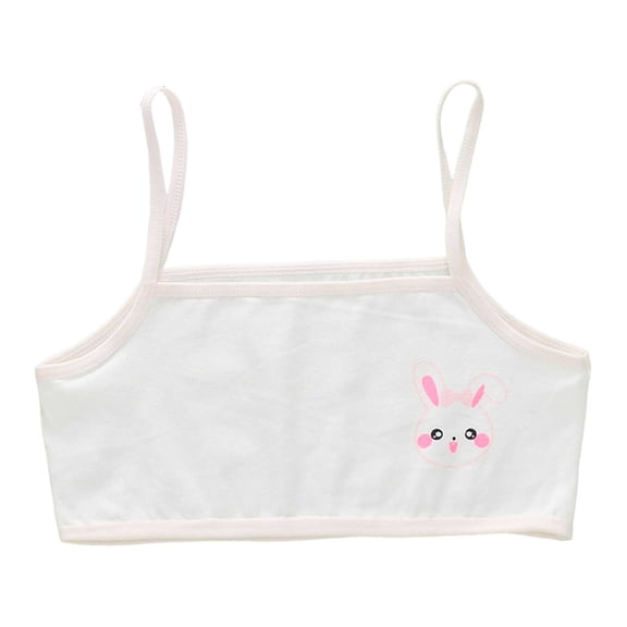 Likimi Children Girls Seamless Bra Cartoon Print Comfortable Lightweight Casual Underwear Bra Pink Size 9-13 Years