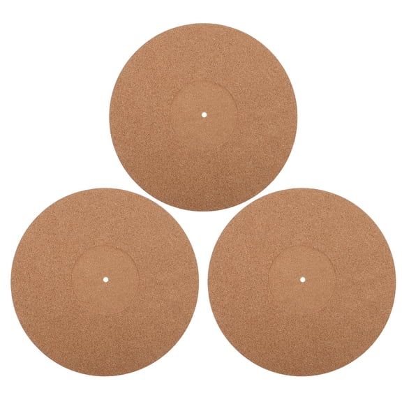 MERRYHAPY 3-Piece Brown Cork Turntable Pads with Vintage Style, Anti- Mats to Minimize Disc for Home Audio Use