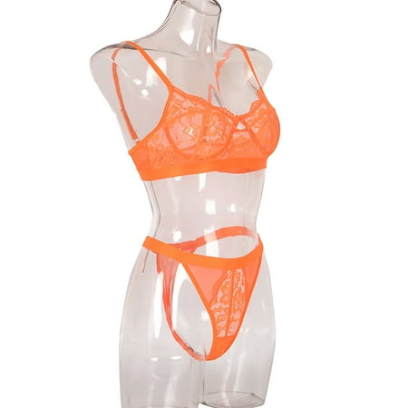 

1111Fourone 2Pcs Lace Hot Underwear Set Bra Underpant Gift for Women