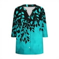 thumbnail image 5 of SnZhen 3/4 Sleeve Tops for Women Fashion Printed Casual Loose V-Neck Button Comfortable Versatile Bloues, 5 of 5