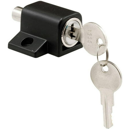 Defender Security S 4005 Push-In Sliding Door Keyed Lock, Black