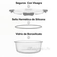 thumbnail image 3 of MAGMALIFE Juego de 24 Piezas, 12 Contenedores de Vidrio Y 12 Tapas, Herméticos, Tapas de Cierre Fácil, Refractarios Resistentes Aptos para Horno, Microondas, Refrigerador, apilables (Gris), 3 of 8