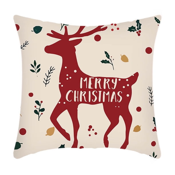 Fundamentos de almohada navideña con estampado de árbol de Navidad y muñeco de decoración del hogar Xihbxyly