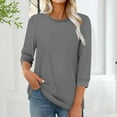 thumbnail image 5 of Fmbrln Womens 3/4 Sleeve Tops Fashion Crew Neck Solid Color Tops Lightweight Comfy Tunic Tops Casual Dressy T-Shirts Blouses Gray S, 5 of 5