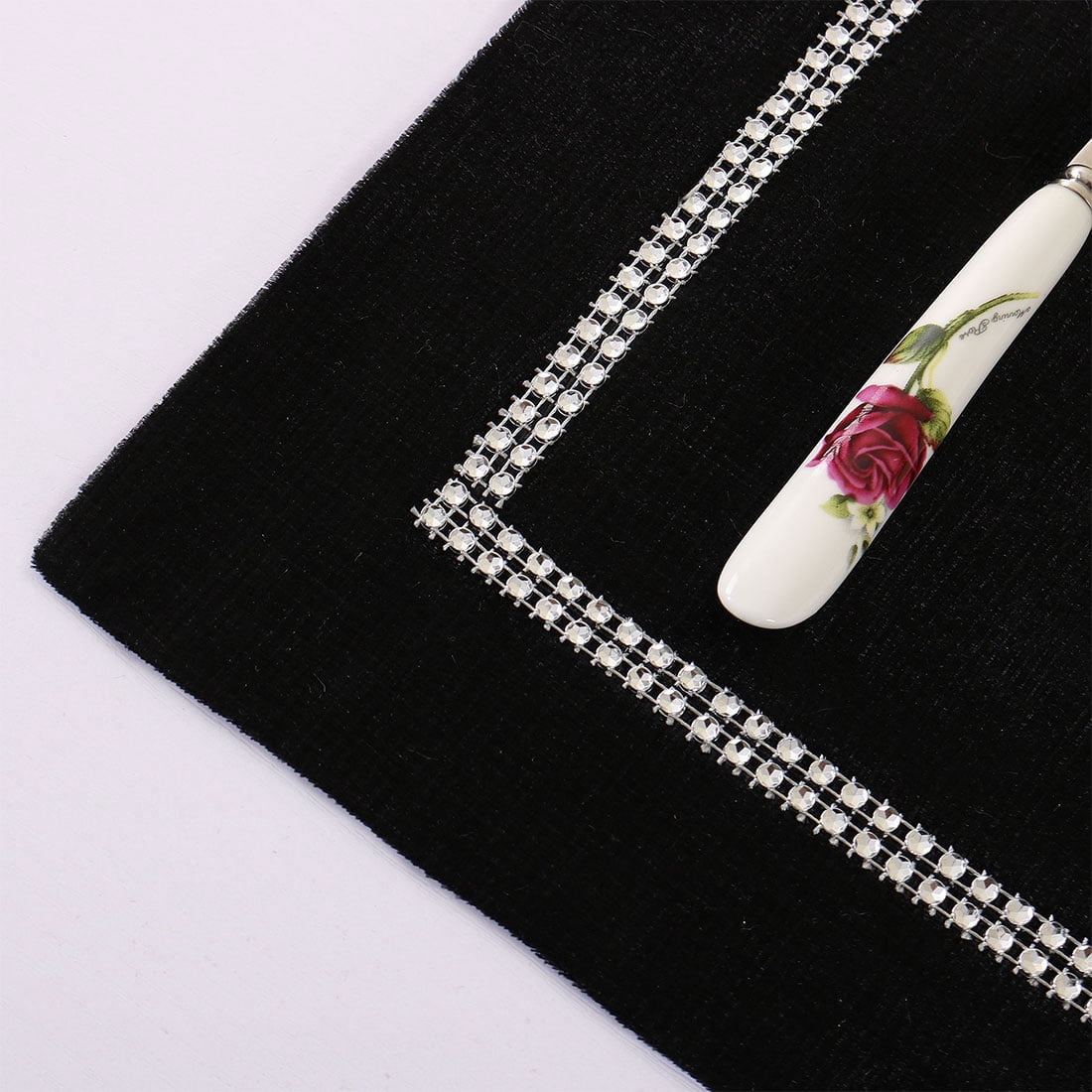 Sparkle Luxury Velvet Table Runner Cushion Cover Placemat Black