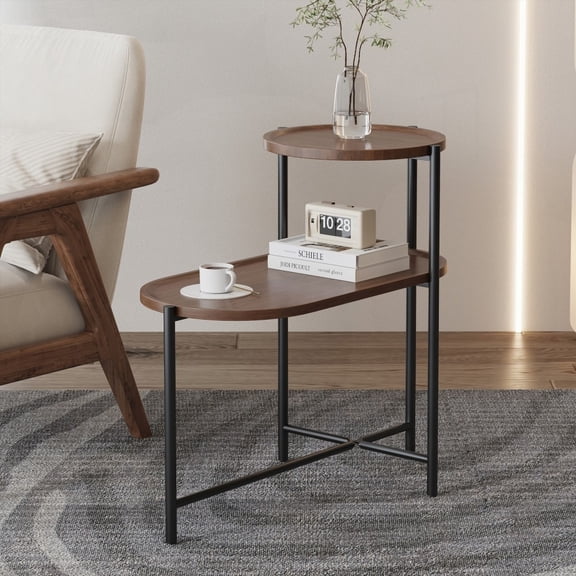 Space-Saving Walnut Brown Coffee Table for Living Room, Easy to Clean.