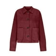 thumbnail image 4 of Yangnuo Womens Trendy Casual Buttoned Comfy Jackets Women's Solid Color Fashion Jacket Leather Coat Deerskin Velvet Temperament Neck Short Coat, 4 of 5