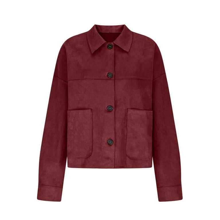 Dezsed Women's Solid Color Fashion Jacket Leather Coat Deerskin