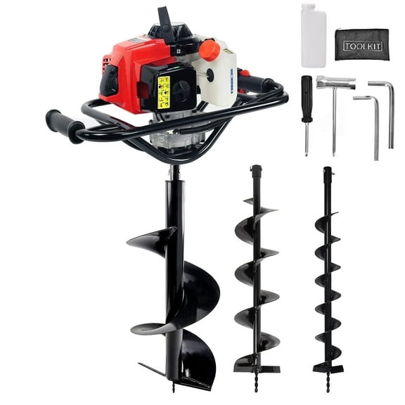 XtremepowerUS 63cc Gas Powered Auger Post Hole Digger With 4", 6" & 10" Bit, EPA Approved 2 Stroke Motor, 3/4" Shaft