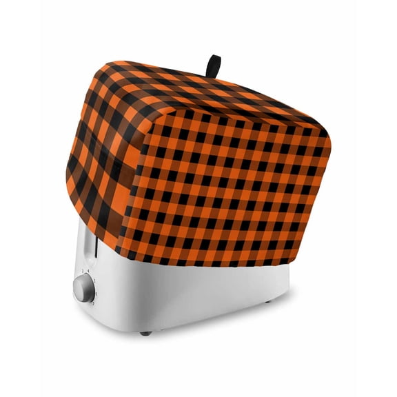 Toaster Cover 4 Slice Orange Black Plaid Toaster Oven Cover with Pockets Farmhouse Buffalo Check Dustproof Bakeware Protector Small Kitchen Appliance Dust Covers and Fingerprint Protection