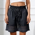 thumbnail image 7 of ClodeEU Women's High Waisted Stretch Drawstring Boho Wide Leg Shorts with Lace ,Casual Summer Short Dark Gray,Womens Plus S, 7 of 7