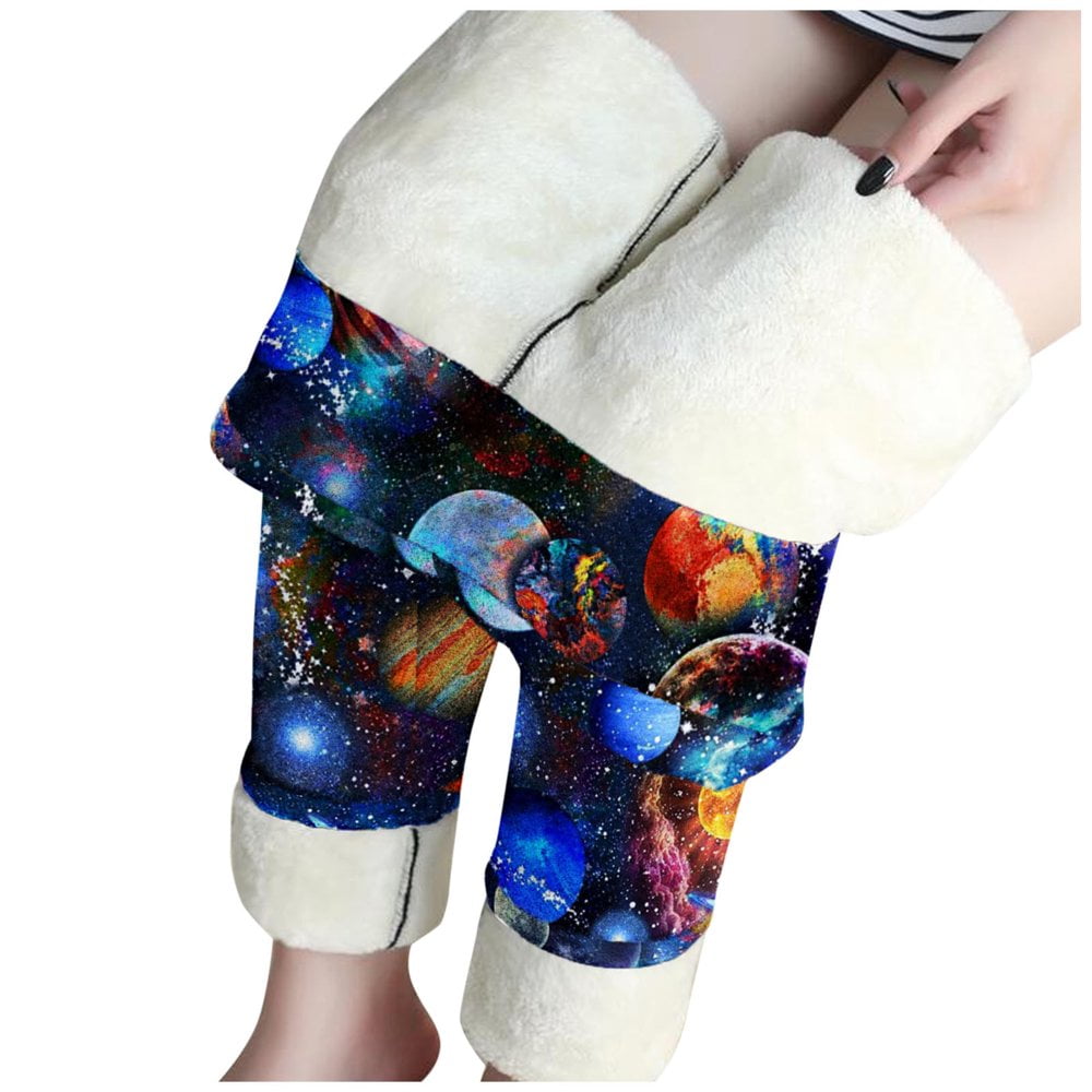 Leggings For Womens Elastic High Waist Fleece Lined Capris Thermal
