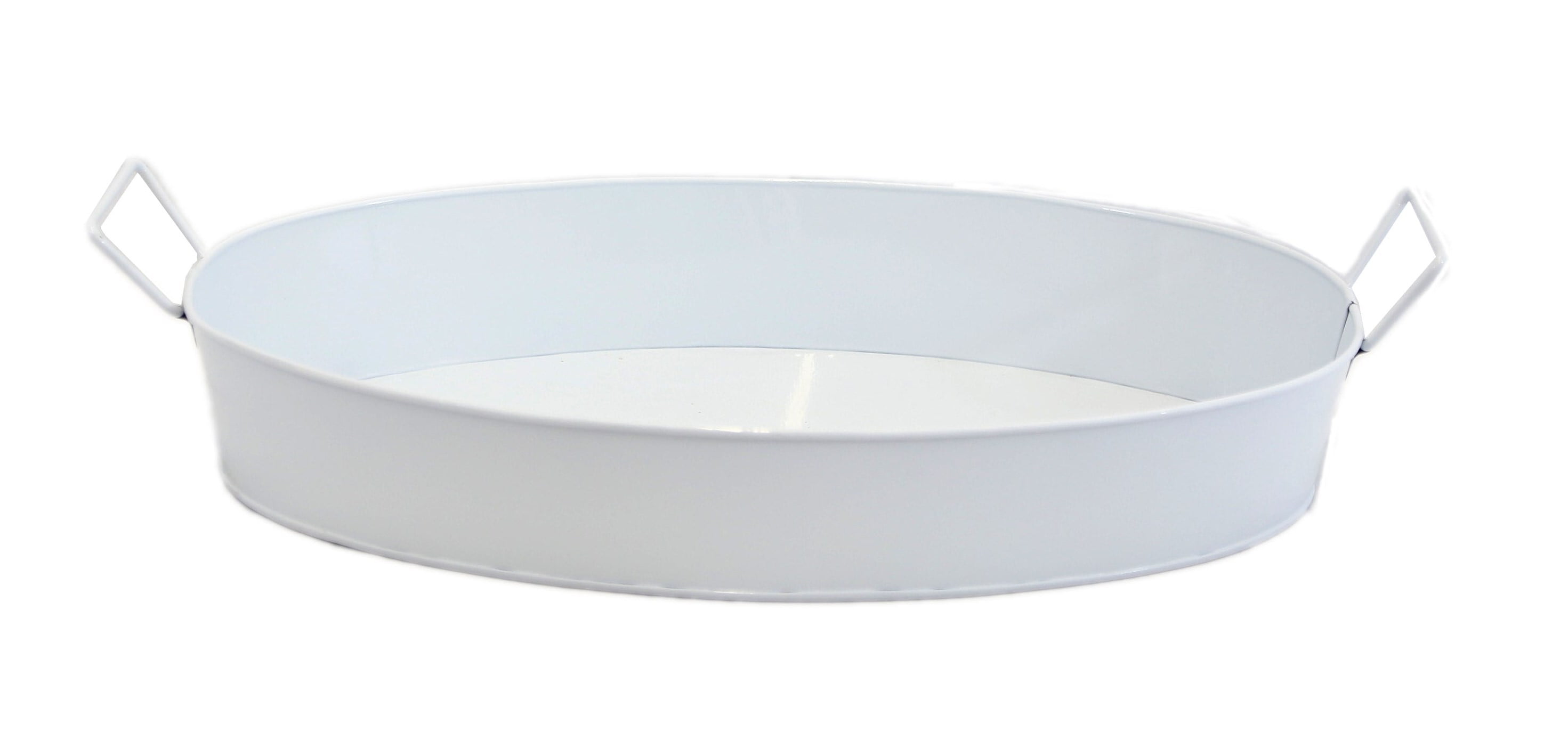 White Oval Metal Serving Tray