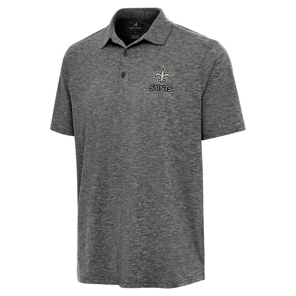 Men's Antigua  Heather Black New Orleans Saints Par 3 Polo