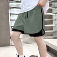 thumbnail image 4 of Miluxas Boys 2 in 1 Athletic Running Shorts, Built-in Liner Drawstring Waist Sport Shorts, Quick Dry Breathable Bottoms for Soccer, Training Gray 9-10Years, 4 of 8
