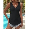 thumbnail image 2 of Button Embroidered Eyelet Tank Top Black XXL, 2 of 8