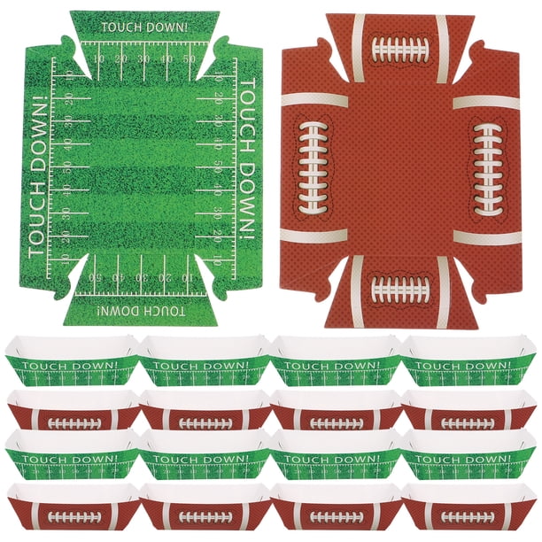 20 bandejas de papel para comida, decoración para fiestas de fútbol, rugby, fútbol, desechables, para aperitivos, cumpleaños, fiestas deportivas, etc