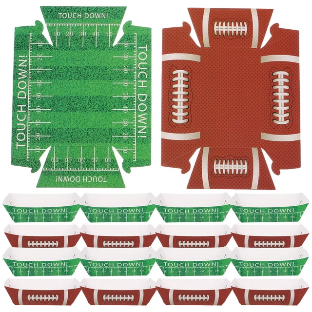 20pcs Football Party Decoration Rugby Football Paper Food Trays Football Serving Boats Disposable Snack Serving Trays for Football Birthday Sport Game Party Favors Decorations