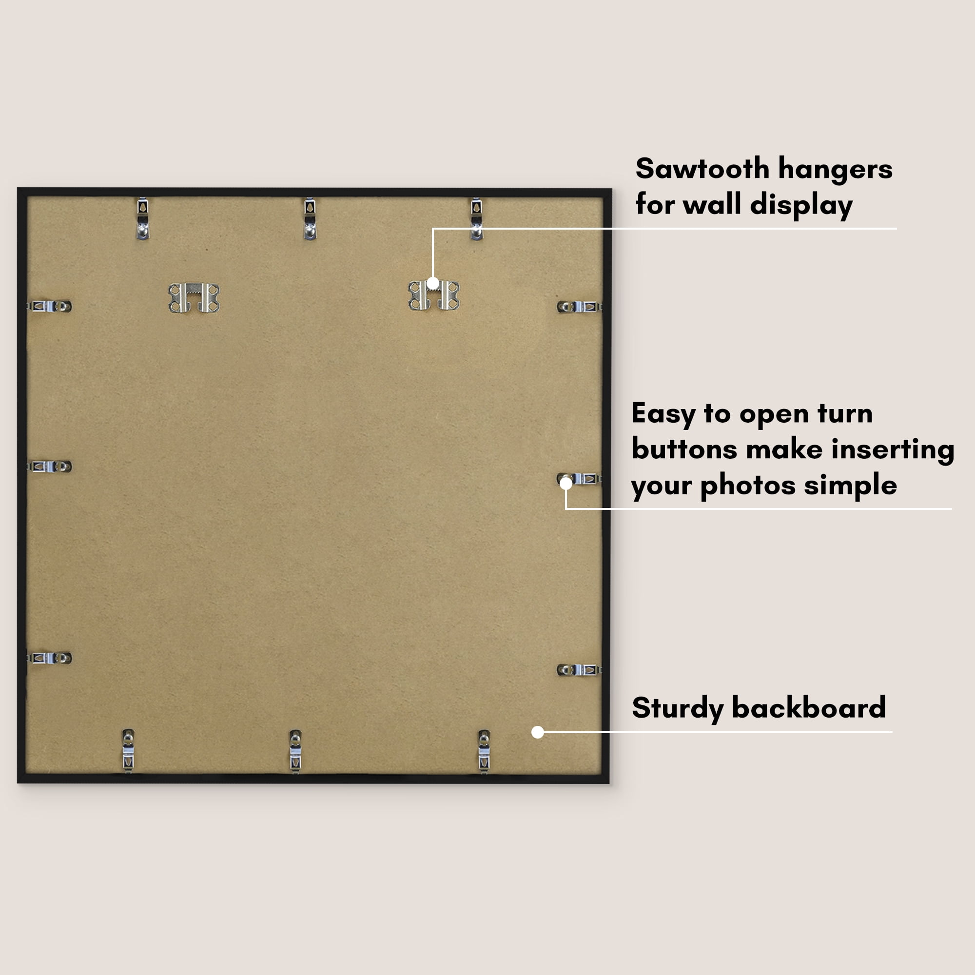 Americanflat 24x24 Picture Frame with Polished Plexiglass with 11x14 Mat Display Photo Streamline - Black