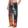 thumbnail image 2 of Uemuo Astronaut Cosmic Rainbow Pattern Men's Wide Leg Palazzo Lounge Pants with Pockets Light Weight Loose Comfy Casual Pajama Pants-Large, 2 of 9