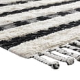 thumbnail image 3 of Elise 3 x 8 Shag Area Rug, Handwoven Wool, Ivory and Black Moroccan Design, 3 of 5