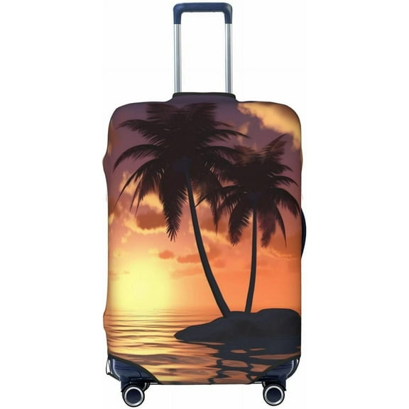 Sunset Coconut Palm Tree Beach Travel Luggage Suitcase COVER, Washable Suitcase COVERS Elastic, XL - Fits 29-32 inch luggage (No Suitcase)
