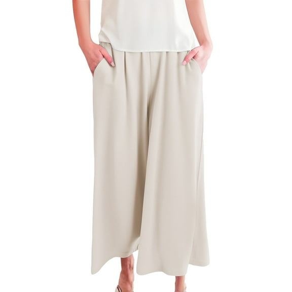 yunLXC Clearance Women's Pants Skirt Pants Women's Summer 2025 Waist Slimming A Line Skirt Casual Small And Fashionable Wide Leg Pants women's casual pants with pockets elastic waist Beige L