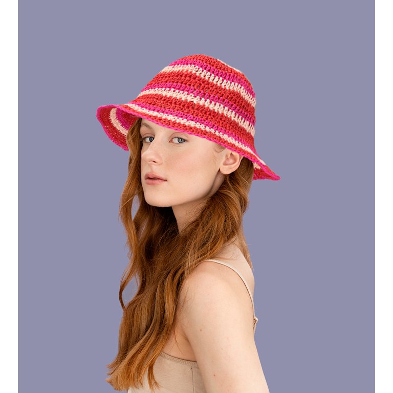 WITHMOONS Women Cap Straw Crochet Sun Summer Bowler Foldable  display picture 2
