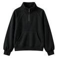 thumbnail image 5 of Mifsaly Boys Girls Sweatshirt Half Zip Long Sleeve Pullover Sweatshirts Kids Comfortable Casual Fall Winter Warm Outerwear Black,7-8 Years, 5 of 7