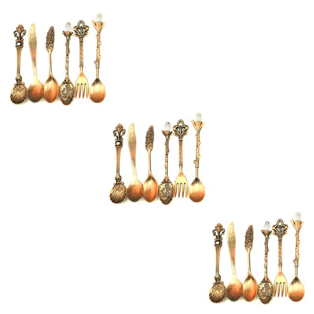 Wosthever Juego de 6 unidades de vajilla Retro, tenedor, cuchara de aleación, cuchara de cocina, cucharón de cocina, doméstico, Type1 NO1