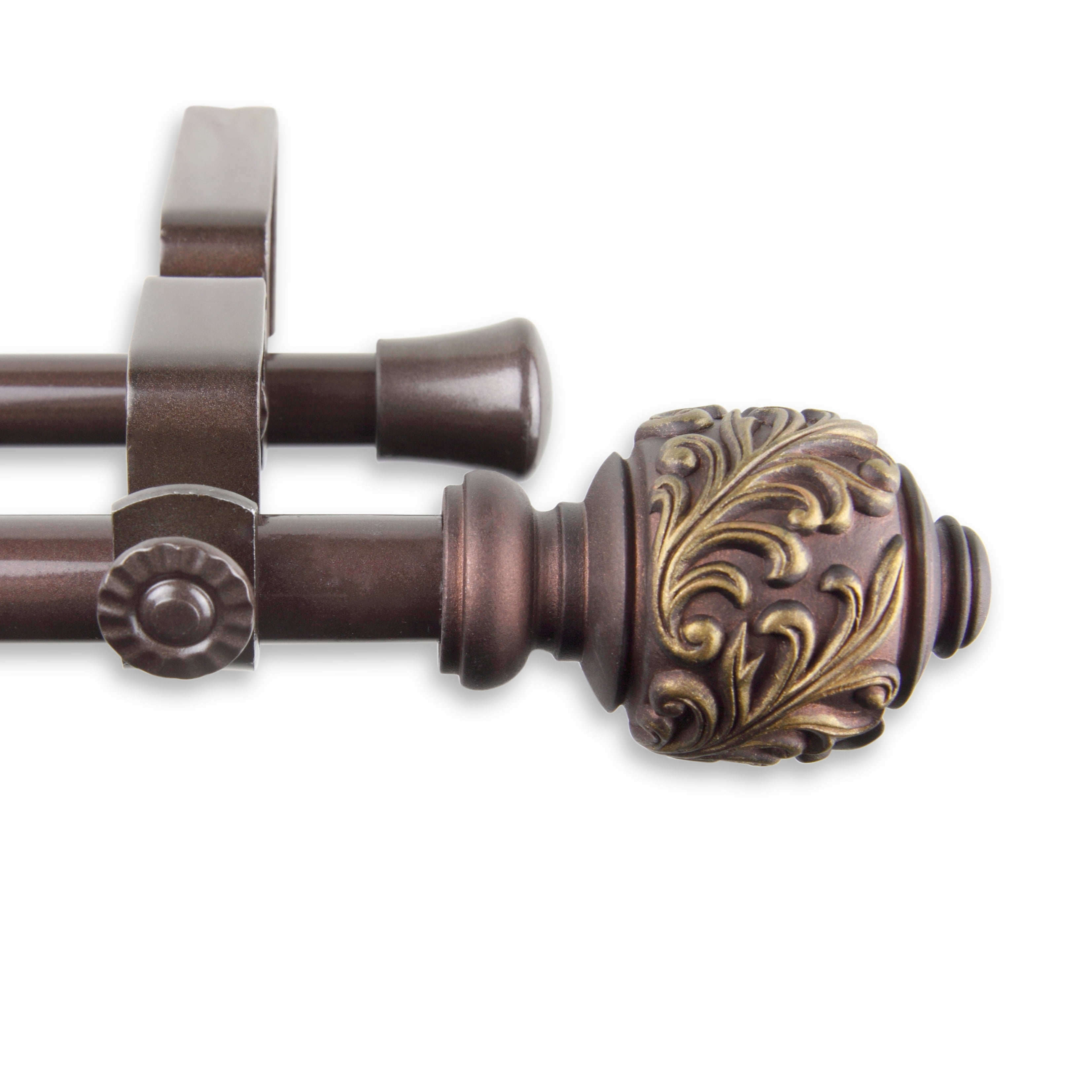 Central Design Products Steel 0.62" Modern Double Curtain Rod, Brown