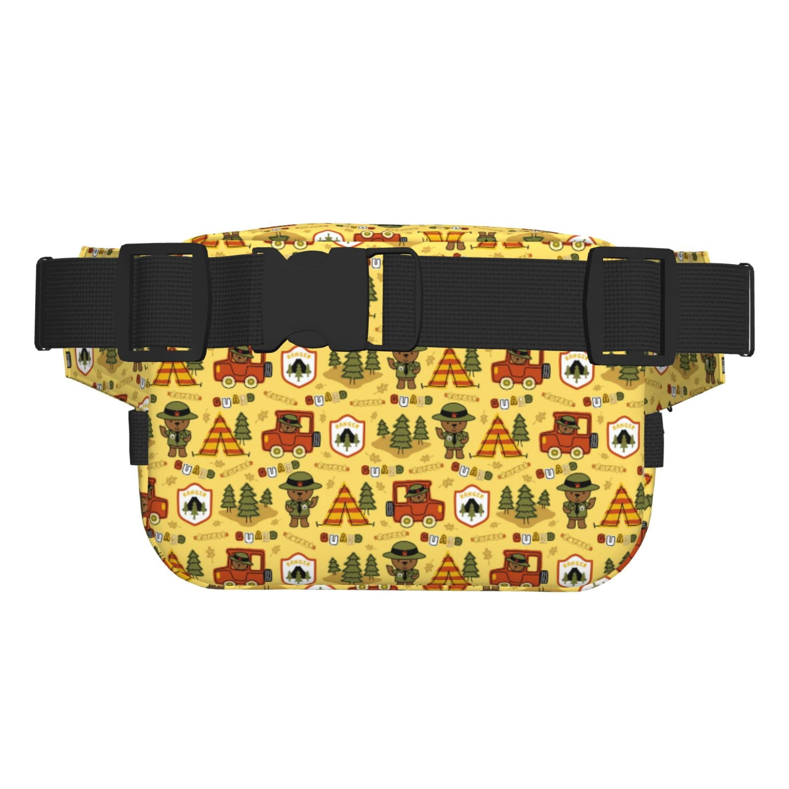 Picia Car Tent Trees Print Square Double-Layer Waist Bag Mini Adjustable Waist Belt Bag Exercise Running Travel Hiking