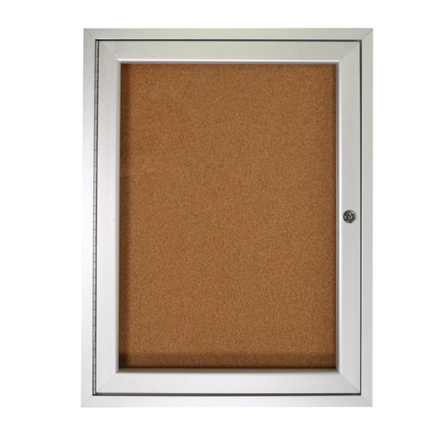 PA12418K Ghent Enclosed Bulletin Board 1 Door Natural Cork TackBoard