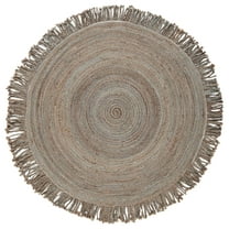SAFAVIEH Braided Abby Solid Fringed Area Rug, Grey, 4' x 4' Round