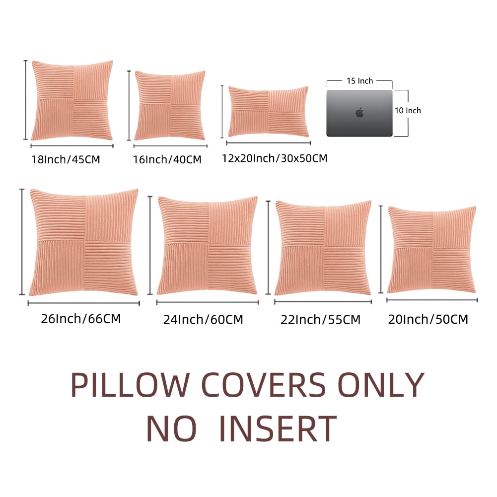 Fancy Homi 2 Packs Coral Lumbar Decorative Throw Pillow Covers 14x24 Inch for Living Room Couch, Rustic Farmhouse Boho Home Decor, Soft Striped Corduroy Rectangle Accent Peach Cushion Case 35x60 cm