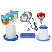 CintBllTer Chicken and Poultry Starter Kit with Heat Lamp, Light Bulb, Feeders, Waterer, and Guide Book for Backyard Outdoor Chick Farmers (Item No. DTBPKIT)