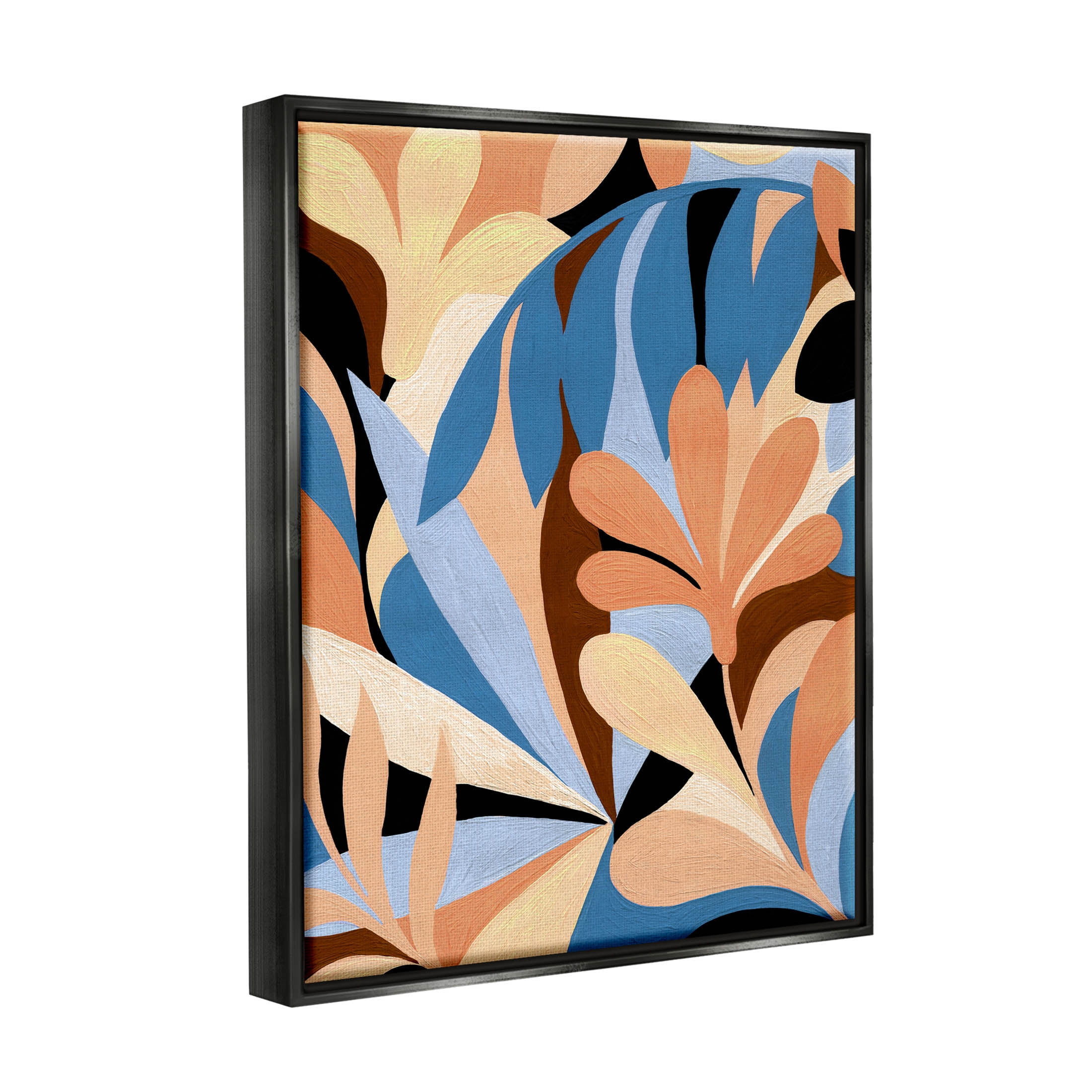Abstract Overlapping Botanical Forms Botanical & Floral Graphic Art Jet Black Framed Art Print Wall Art
