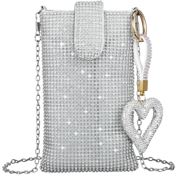 BRIGHTFUFU Bolsa de teléfono para mujeres bolsas de cuerpo cruzado Celular bolso de hombro bolso de cuerpo cruzado bolso celular con cadena de llave de corazón