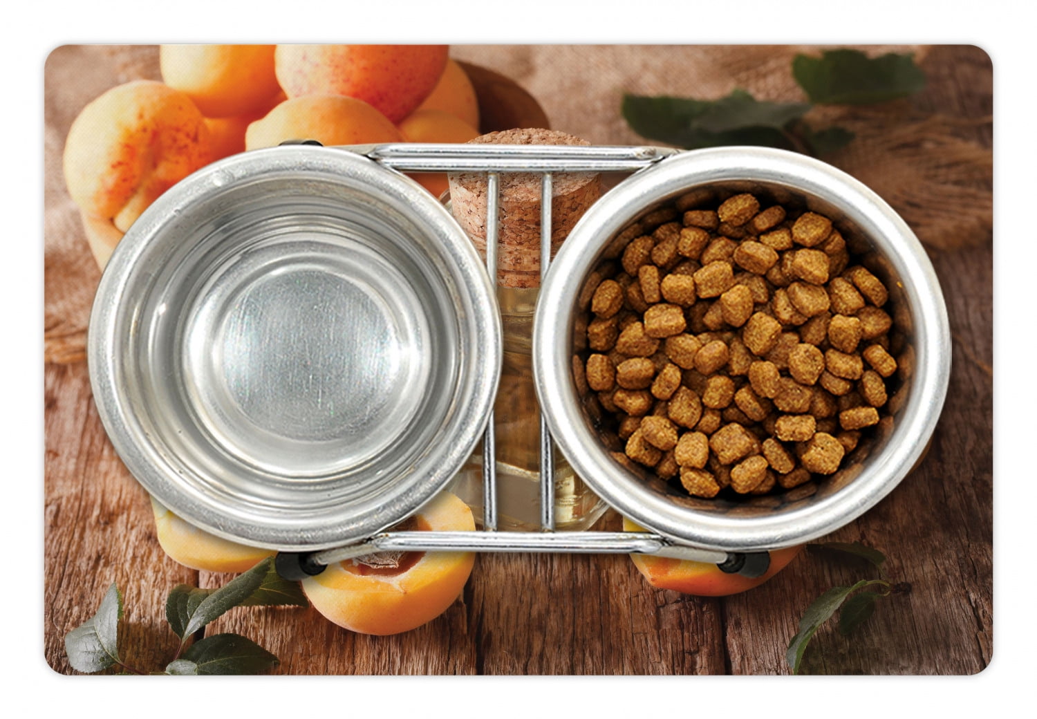Apricot Pet Mat for Food and Water, Kernel Oil in Tiny Glass Bottle and