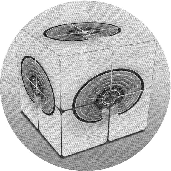 Ahgly Company Indoor Round Patterned Battleship Gray Area Rugs, 6' Round