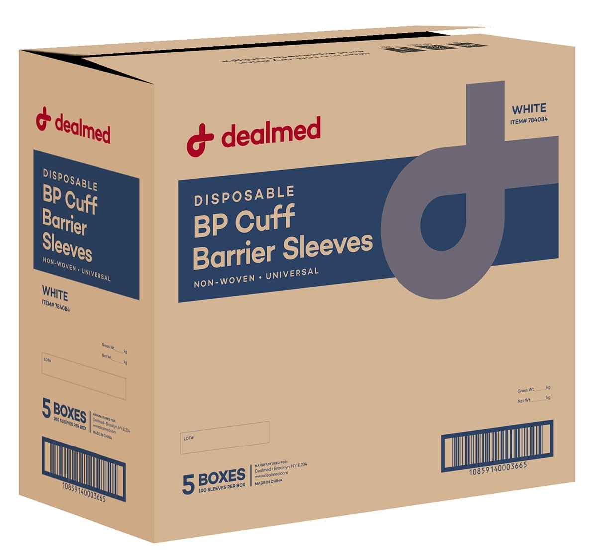 Dealmed Disposable BP Cuff Barrier Sleeve | Disposable Cuff with Elastic Ends for Secure Arm Cover |White | Case of 500