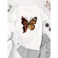 thumbnail image 4 of T-Shirt Décontracté à Col Rond pour Femmes avec Imprimé Papillon Flamme Créatif, Haut à Manches Courtes à la Mode, Polyester 95 % Spandex 5 %, Tissu Tricoté Extensible Moyen, Confort Toutes Saisons, 4 of 8