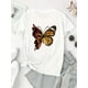 thumbnail image 3 of Women's Casual Crew Neck T-Shirt with Creative Flame Butterfly Print, Fashionable Short Sleeve Top, Polyester 95% Spandex 5%, Medium Stretch Knit Fabric, All-Season Comfort Fit, 3 of 8