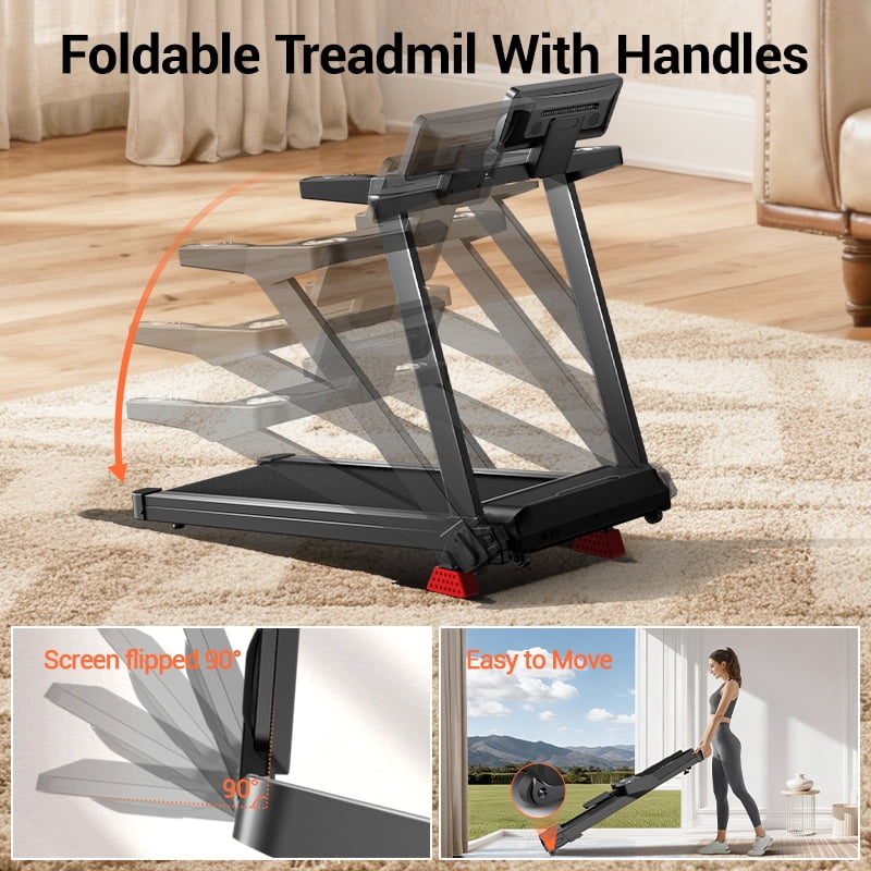 ROBORE 20% Maunal Incline Treadmill, Foldable Home Treadmill with Quiet 3.5 HP Motor, 400LBS Capacity Workout