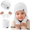 thumbnail image 1 of Juego de Gorro, Bufanda y Guantes de Invierno Bluelander, a Prueba de Viento, Blanco, 1 of 4