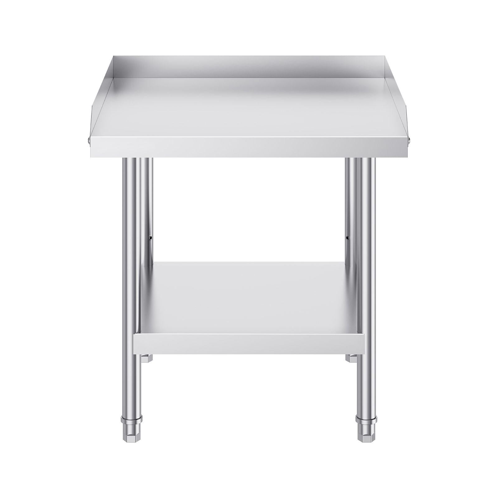 Stainless Steel Commercial Food Prep Worktable 24x24x26 Inch Adjustable Height Heavy Duty 3 Sided Backsplash for Restaurant Home Hotel