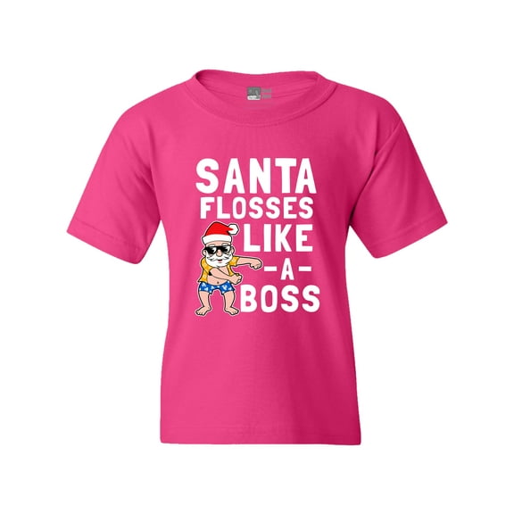 Santa Flosses Like A Boss Christmas Dance Funny DT Youth Kids T-Shirt Tee